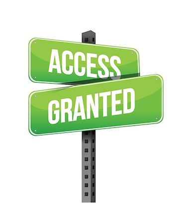 Access Granted road sign illustration design over a white background Stock Photo - Budget Royalty-Free & Subscription, Code: 400-06853208