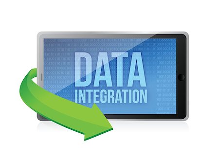 phone integration - tablet with word Data Integration on display illustration design over a white background Stock Photo - Budget Royalty-Free & Subscription, Code: 400-06853214
