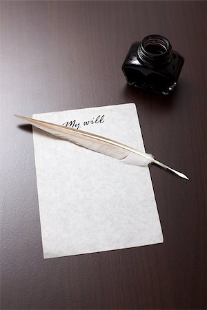 simsearch:400-06853377,k - Old style my will letter: blank paper, quill and feather Stock Photo - Budget Royalty-Free & Subscription, Code: 400-06853377