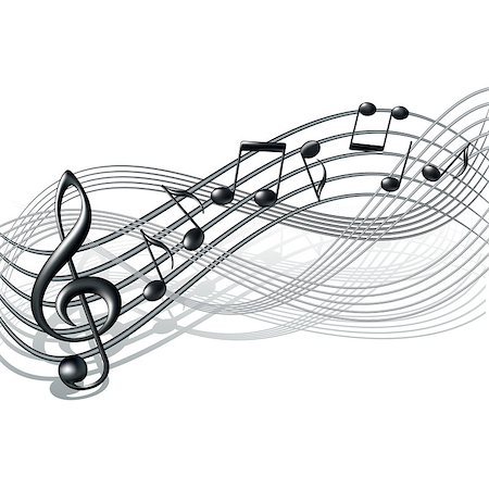 simsearch:400-04859014,k - Musical notes staff background on white. Vector illustration. Foto de stock - Super Valor sin royalties y Suscripción, Código: 400-06853499