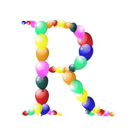 Color balloon alphabets letter. EPS 10 vector illustration with transparency. Stock Photo - Budget Royalty-Free & Subscription, Code: 400-06853641