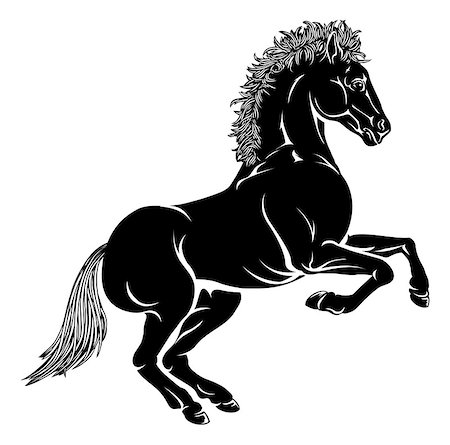 An illustration of a stylised horse perhaps a horse tattoo Stock Photo - Budget Royalty-Free & Subscription, Code: 400-06853718