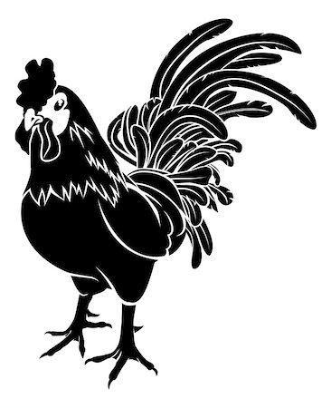 An illustration of a stylised rooster or cockerel perhaps a rooster tattoo Stock Photo - Budget Royalty-Free & Subscription, Code: 400-06853723
