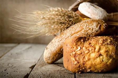 Bread assortment on background of the old canvas Stock Photo - Budget Royalty-Free & Subscription, Code: 400-06853872