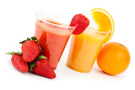 simsearch:400-06689686,k - Strawberry smoothie and orange juice with strawberries and oranges Foto de stock - Super Valor sin royalties y Suscripción, Código: 400-06864231