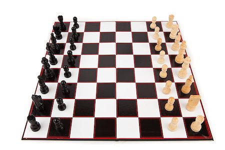 simsearch:400-06864252,k - Chessboard with chess pieces against white background Stock Photo - Budget Royalty-Free & Subscription, Code: 400-06864243