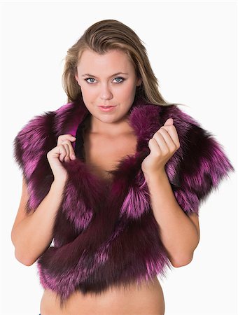 fur stole fashion - Woman wearing purple fur stole Stock Photo - Budget Royalty-Free & Subscription, Code: 400-06864549