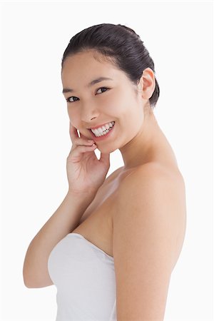 fresh-faced - Cheerful woman being a natural beauty Stock Photo - Budget Royalty-Free & Subscription, Code: 400-06864582