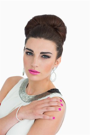 Mod style woman with pink lips on white background Foto de stock - Super Valor sin royalties y Suscripción, Código: 400-06865018