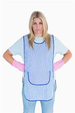 simsearch:400-06866097,k - Frustrated cleaning woman on white background Foto de stock - Super Valor sin royalties y Suscripción, Código: 400-06866075