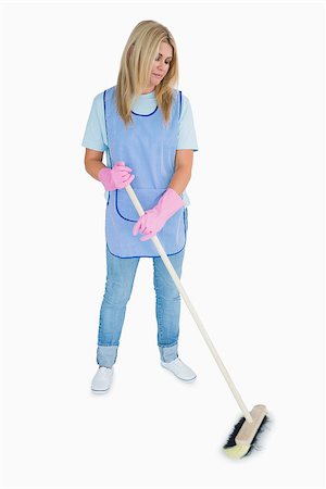 picture of a lady sweeping the floor - Cleaner woman sweeping the floor Stock Photo - Budget Royalty-Free & Subscription, Code: 400-06866090