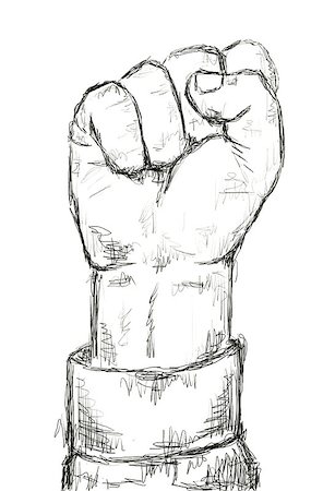 simsearch:400-05218807,k - clenched fist held high in protest - sketch illustration Foto de stock - Royalty-Free Super Valor e Assinatura, Número: 400-06866463