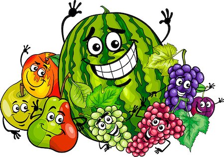 simsearch:400-06866586,k - Cartoon Illustration of Funny Fruits Food Characters Group Stock Photo - Budget Royalty-Free & Subscription, Code: 400-06866577