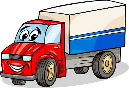 funny truck transport - Cartoon Illustration of Funny Truck or Lorry Car Vehicle Comic Mascot Character Stock Photo - Budget Royalty-Free & Subscription, Code: 400-06866602