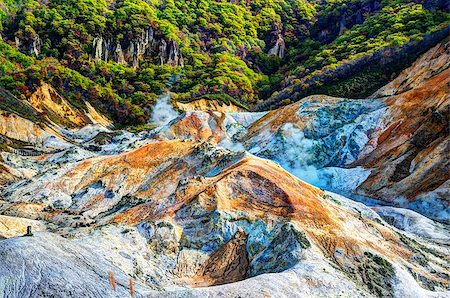 "Jigokudani" also known as Hell Valley is a natural source of of water for the famed hot spring resorts of Noboribetsu, Hokkaido, Japan. Stock Photo - Budget Royalty-Free & Subscription, Code: 400-06866984