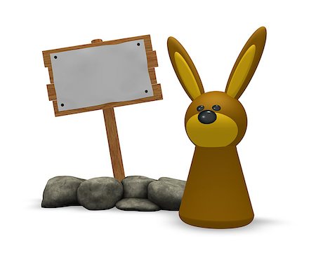 simsearch:400-06866996,k - rabbit token and blank wooden sign - 3d illustration Foto de stock - Super Valor sin royalties y Suscripción, Código: 400-06866996