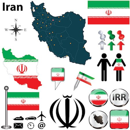 simsearch:400-07555310,k - Vector of Iran set with detailed country shape with region borders, flags and icons Foto de stock - Super Valor sin royalties y Suscripción, Código: 400-06867054