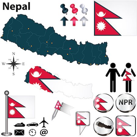 simsearch:400-06867947,k - Vector of Nepal set with detailed country shape with region borders, flags and icons Photographie de stock - Aubaine LD & Abonnement, Code: 400-06867058