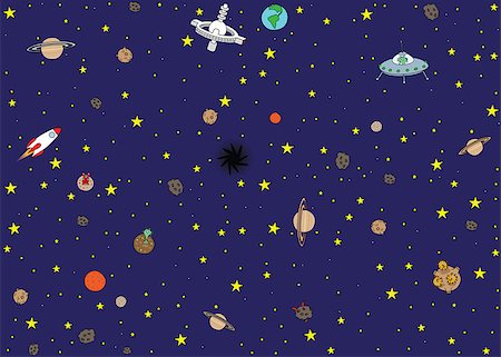 stars cartoon galaxy - Cartoon style illustrated seamless space pattern Stock Photo - Budget Royalty-Free & Subscription, Code: 400-06867114