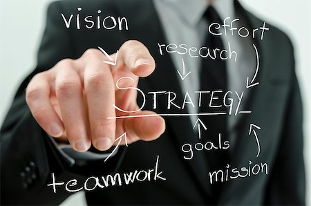 Closeup of business man pointing to a virtual flow chart representing his strategy of successful business. Stock Photo - Budget Royalty-Free & Subscription, Code: 400-06867150