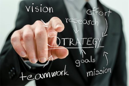 simsearch:400-07325525,k - Closeup of business man pointing to a virtual flow chart representing his strategy of successful business. Foto de stock - Super Valor sin royalties y Suscripción, Código: 400-06867150