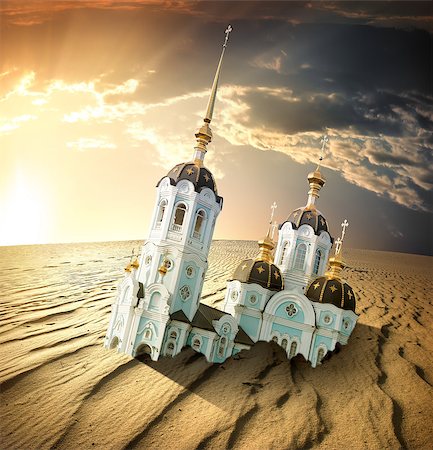 doomsday - Church in the sands of the desert at sunset. Doomsday Stock Photo - Budget Royalty-Free & Subscription, Code: 400-06867508