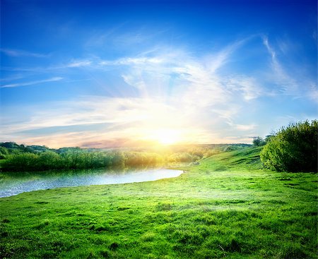 simsearch:400-06867510,k - Spring landscape with the river and the sun Stock Photo - Budget Royalty-Free & Subscription, Code: 400-06867561