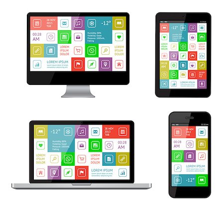 simsearch:400-06867961,k - Isolated gadgets with ui and web elements including flat design. EPS10 vector illustration. Stock Photo - Budget Royalty-Free & Subscription, Code: 400-06867589