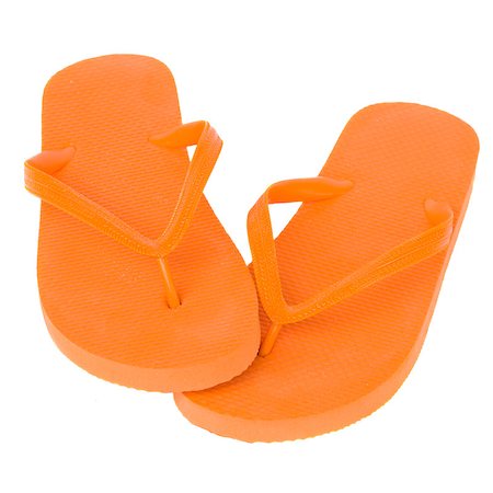 pair of orange sandals isolated on white background Foto de stock - Super Valor sin royalties y Suscripción, Código: 400-06867638