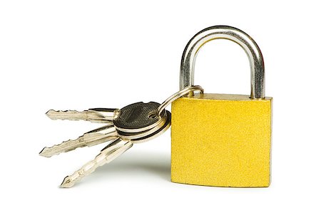 simsearch:400-04359676,k - Yellow padlock and keys isolated studio shot Stock Photo - Budget Royalty-Free & Subscription, Code: 400-06867826