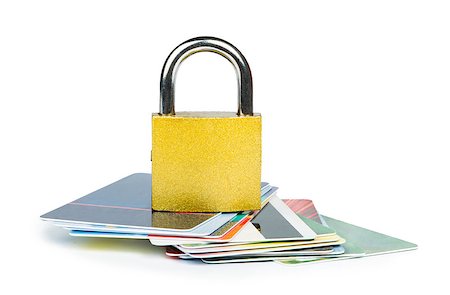 simsearch:400-08116510,k - Grey locked padlock and credit cards. Isolated studio shot. Stock Photo - Budget Royalty-Free & Subscription, Code: 400-06867834