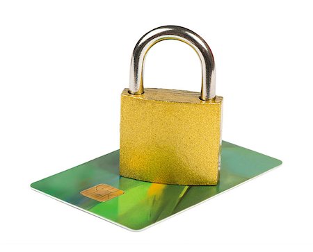 simsearch:400-04994290,k - Grey locked padlock and credit cards. Isolated studio shot. Fotografie stock - Microstock e Abbonamento, Codice: 400-06867840