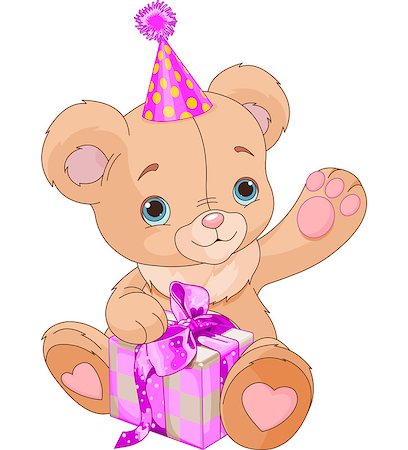 Cute Teddy Bear holding pink gift box Stock Photo - Budget Royalty-Free & Subscription, Code: 400-06860252