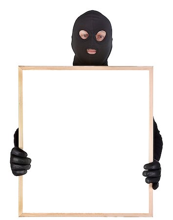 simsearch:400-06881880,k - bandit with empty frame isolated on white Stockbilder - Microstock & Abonnement, Bildnummer: 400-06860479