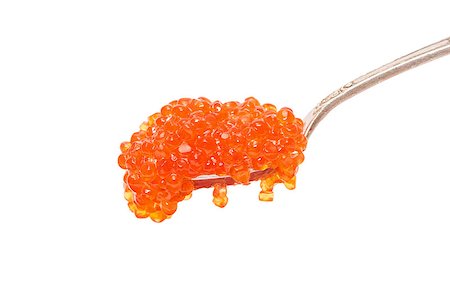fish red spoon - Red salted caviar with spoon on a white background Stock Photo - Budget Royalty-Free & Subscription, Code: 400-06860588