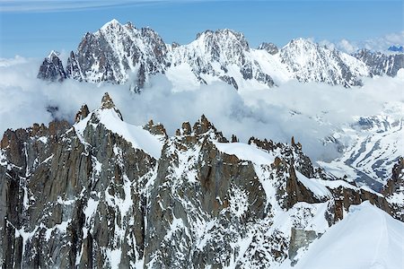 Mont Blanc mountain massif summer landscape(view from Aiguille du Midi Mount,  France ) Stock Photo - Budget Royalty-Free & Subscription, Code: 400-06861027