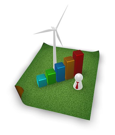 wind turbine and business graph on grass isle - 3d illustration Stock Photo - Budget Royalty-Free & Subscription, Code: 400-06861712