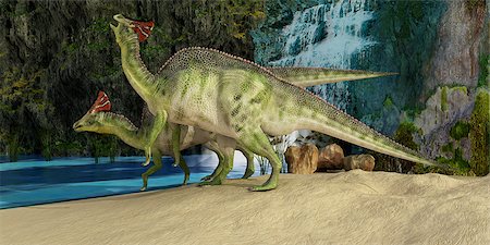simsearch:400-07039388,k - The Olorotitan was a duckbilled dinosaur from the Late Cretaceous and was found in Russia. Stockbilder - Microstock & Abonnement, Bildnummer: 400-06861744