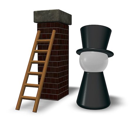 chimney sweeper and ladder on chimney - 3d illustration Foto de stock - Super Valor sin royalties y Suscripción, Código: 400-06861998