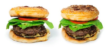 Hamburger with meat and lettuce. White isolared studio shot Stock Photo - Budget Royalty-Free & Subscription, Code: 400-06862051