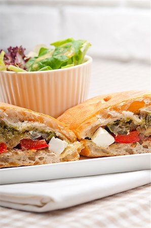 simsearch:400-06641159,k - Italian ciabatta panini sandwichwith with vegetable and feta cheese Foto de stock - Super Valor sin royalties y Suscripción, Código: 400-06862215