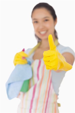 simsearch:400-06866097,k - Happy cleaning woman giving thumbs up Foto de stock - Super Valor sin royalties y Suscripción, Código: 400-06863631