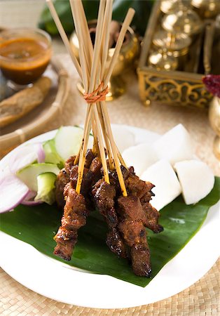 satay - Asian Cuisine beef Satay with traditional setup Stock Photo - Budget Royalty-Free & Subscription, Code: 400-06874823