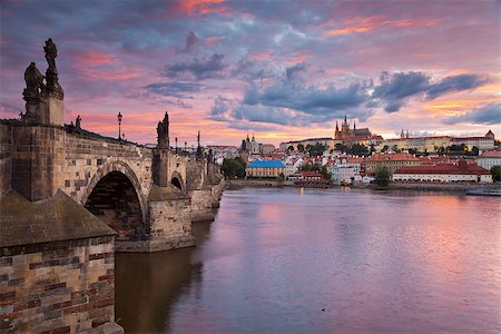 simsearch:400-08253455,k - Image of Prague, capital city of Czech Republic, during beautiful sunset. Foto de stock - Super Valor sin royalties y Suscripción, Código: 400-06874886