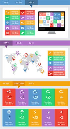 simsearch:400-06867961,k - Ui, infographics and web elements including flat design. EPS10 vector illustration. Stock Photo - Budget Royalty-Free & Subscription, Code: 400-06874901