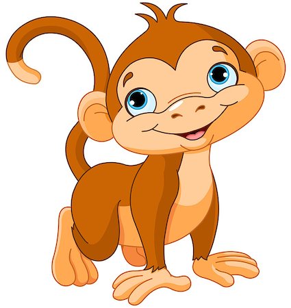 Illustration of cute baby monkey Stock Photo - Budget Royalty-Free & Subscription, Code: 400-06874921