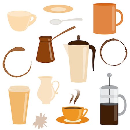 ekazansk (artist) - Vector set of coffee related icons isolated on white Stock Photo - Budget Royalty-Free & Subscription, Code: 400-06875216