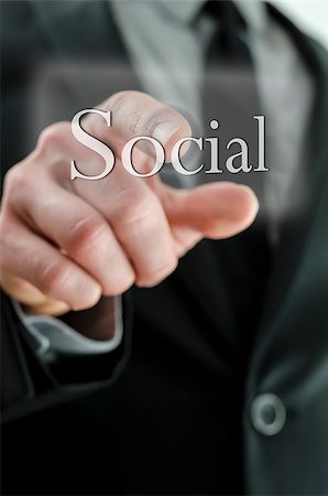 security screens - Detail of male hand pressing Social icon on a virtual screen. Foto de stock - Super Valor sin royalties y Suscripción, Código: 400-06875336