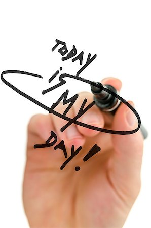 Male hand writing Today is my day on a virtual whiteboard. Stock Photo - Budget Royalty-Free & Subscription, Code: 400-06875365