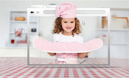 Digital internet window showing girl in cookery gear on kitchen table Stock Photo - Budget Royalty-Free & Subscription, Code: 400-06875718